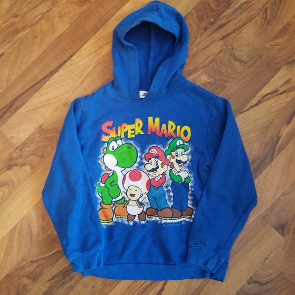 Super Mario Brothers Pullover Hoodie size Small 6-7 Child Sweatshirt Blue Bin6 - Picture 2 of 13
